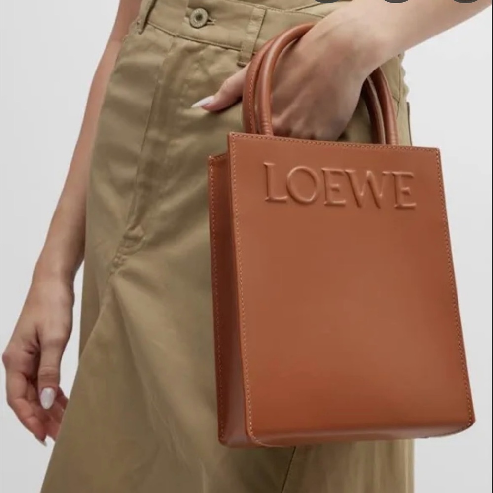 Loewe Embossed Leather Tote with Top Handle and Crossbody Strap